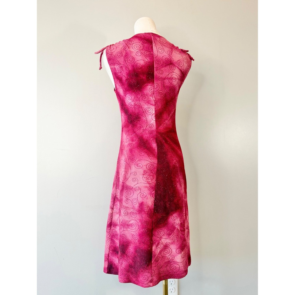 Vintage 1990s / 2000s Pink Sparkly Dress Fairy Whimsical 90s Y2K 00s Tie Dye M L - Picture 6 of 8